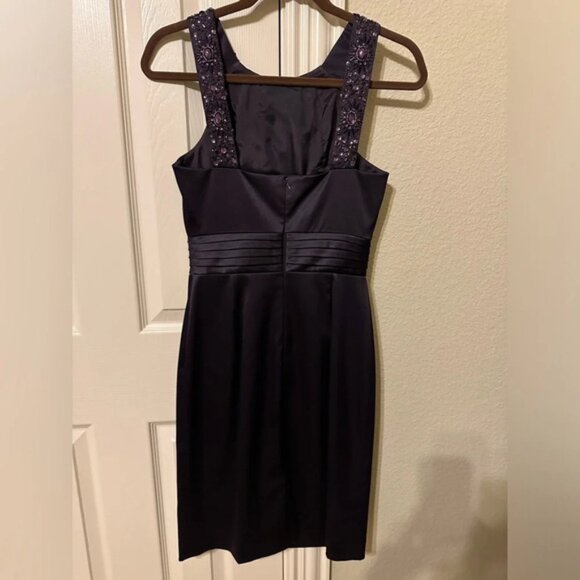 Antonio Melani purple satin cocktail dress with beadwork on straps size 0 - Picture 2 of 6